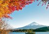 Cảnh quan núi Phú Sĩ vào mùa thu với những tán lá đỏ rực rỡ dưới chân núi