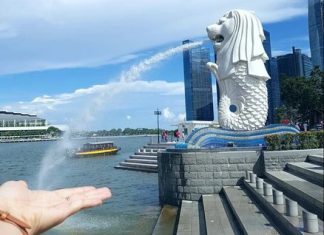 Toàn cảnh thành phố Singapore với những tòa nhà chọc trời và cây xanh