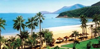 Toàn cảnh thành phố biển Nha Trang nhìn từ trên cao, với bãi biển dài và những tòa nhà hiện đại